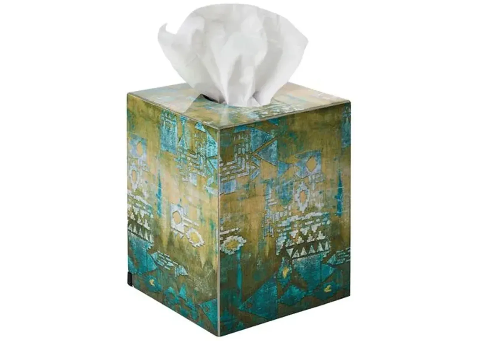 Mirage Tissue Box - Green & Multi - Kim Seybert