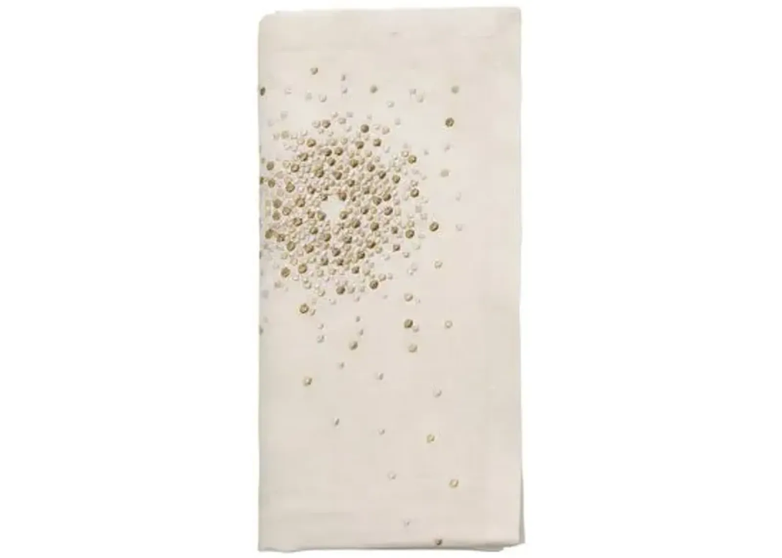 Set of 4 Starburst Napkins - White - Gold & Silver - Kim Seybert