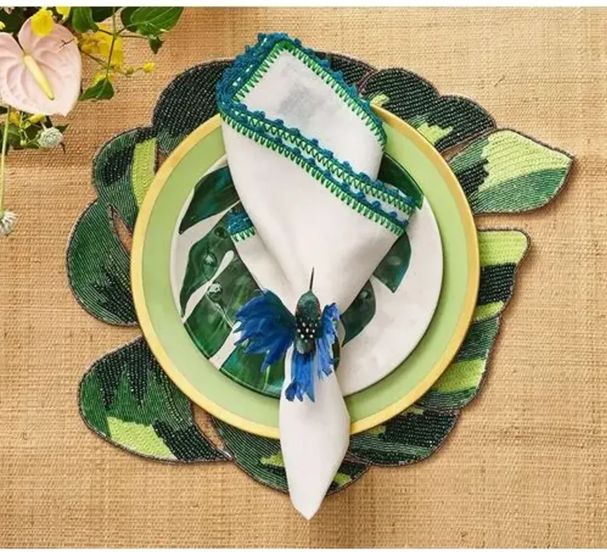 Set of 2 Belize Placemats - Green - Kim Seybert