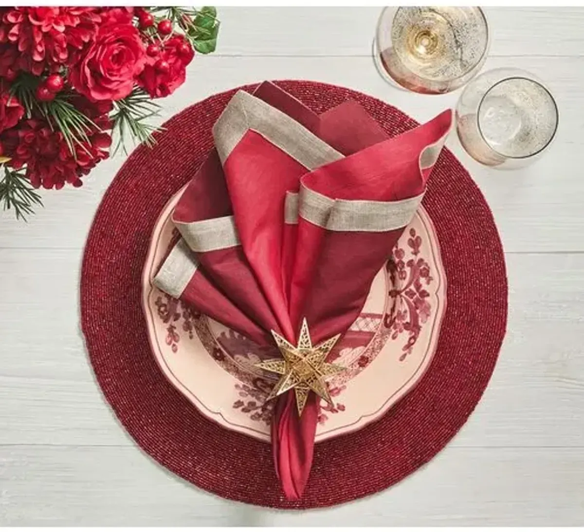 Set of 4 Confetti Placemats - Kim Seybert - Red