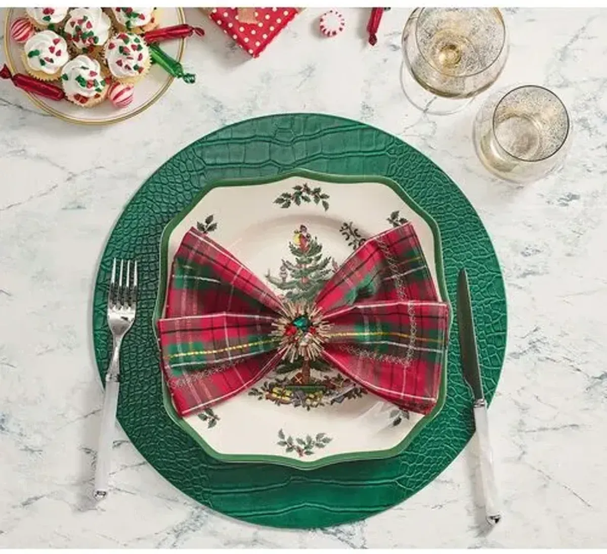 Set of 4 Croco Placemats - Kim Seybert - Green