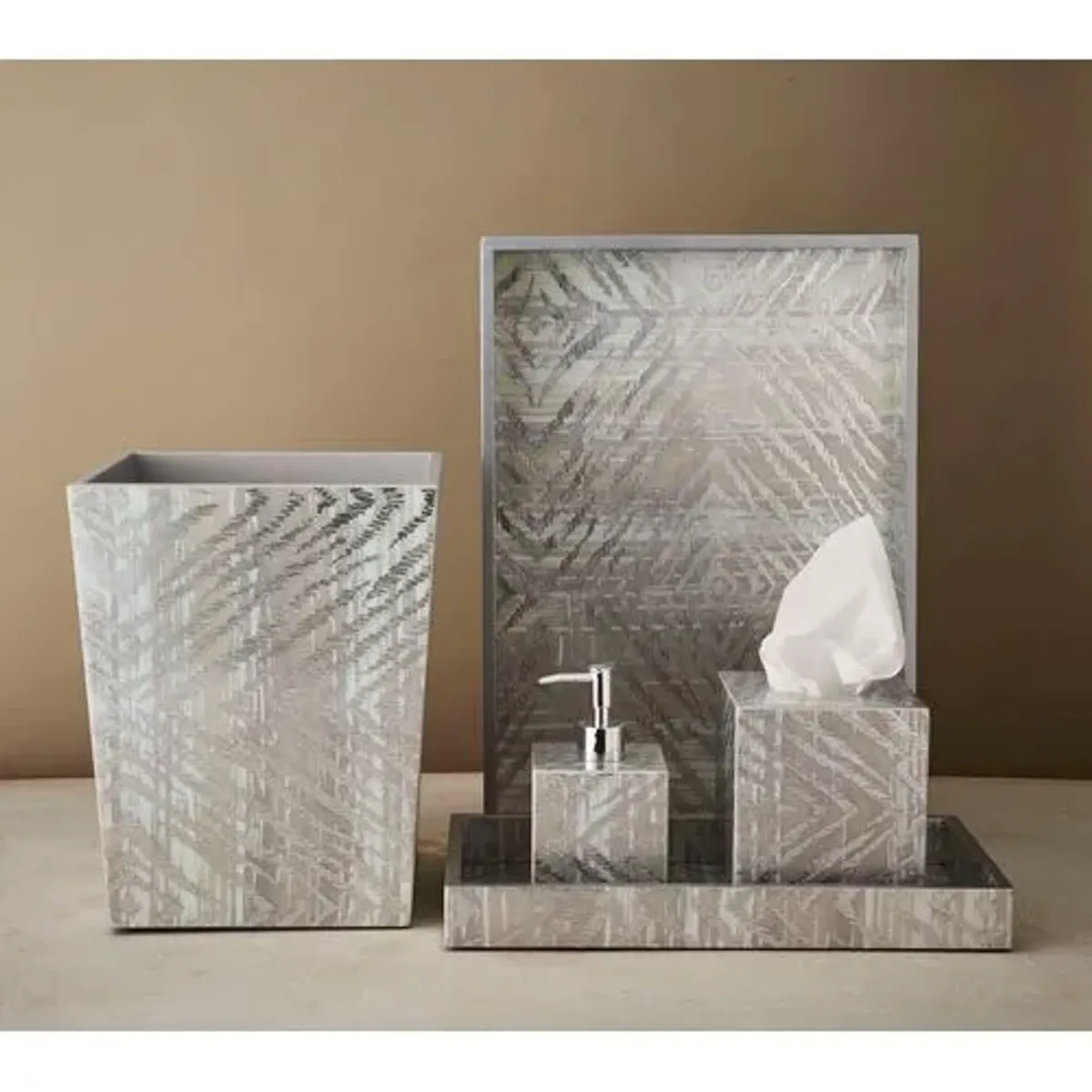 Zebra Waste Basket - Gray & Silver - Kim Seybert