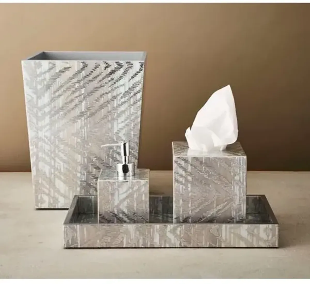 Zebra Tissue Box - Gray & Silver - Kim Seybert