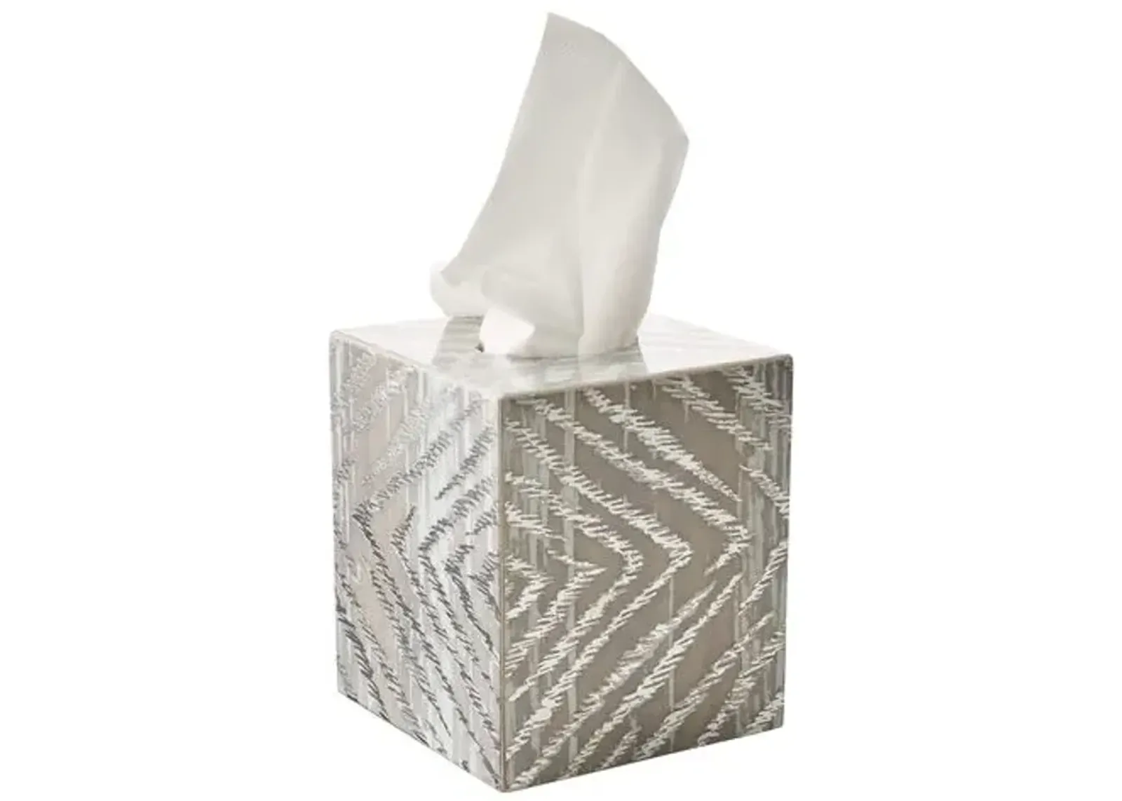 Zebra Tissue Box - Gray & Silver - Kim Seybert