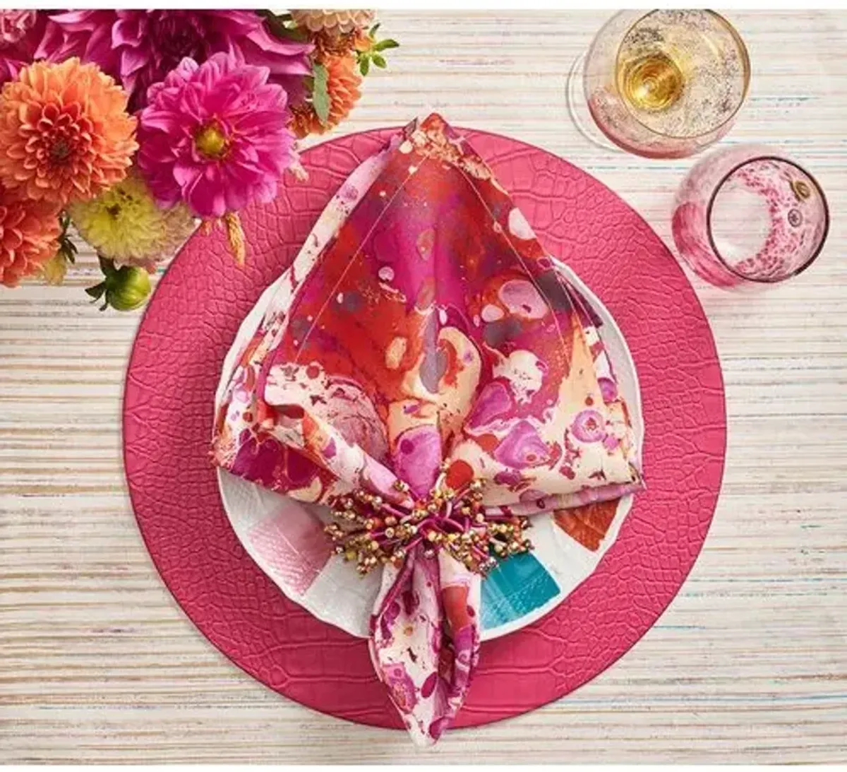 Set of 4 Croco Placemats - Kim Seybert - Pink