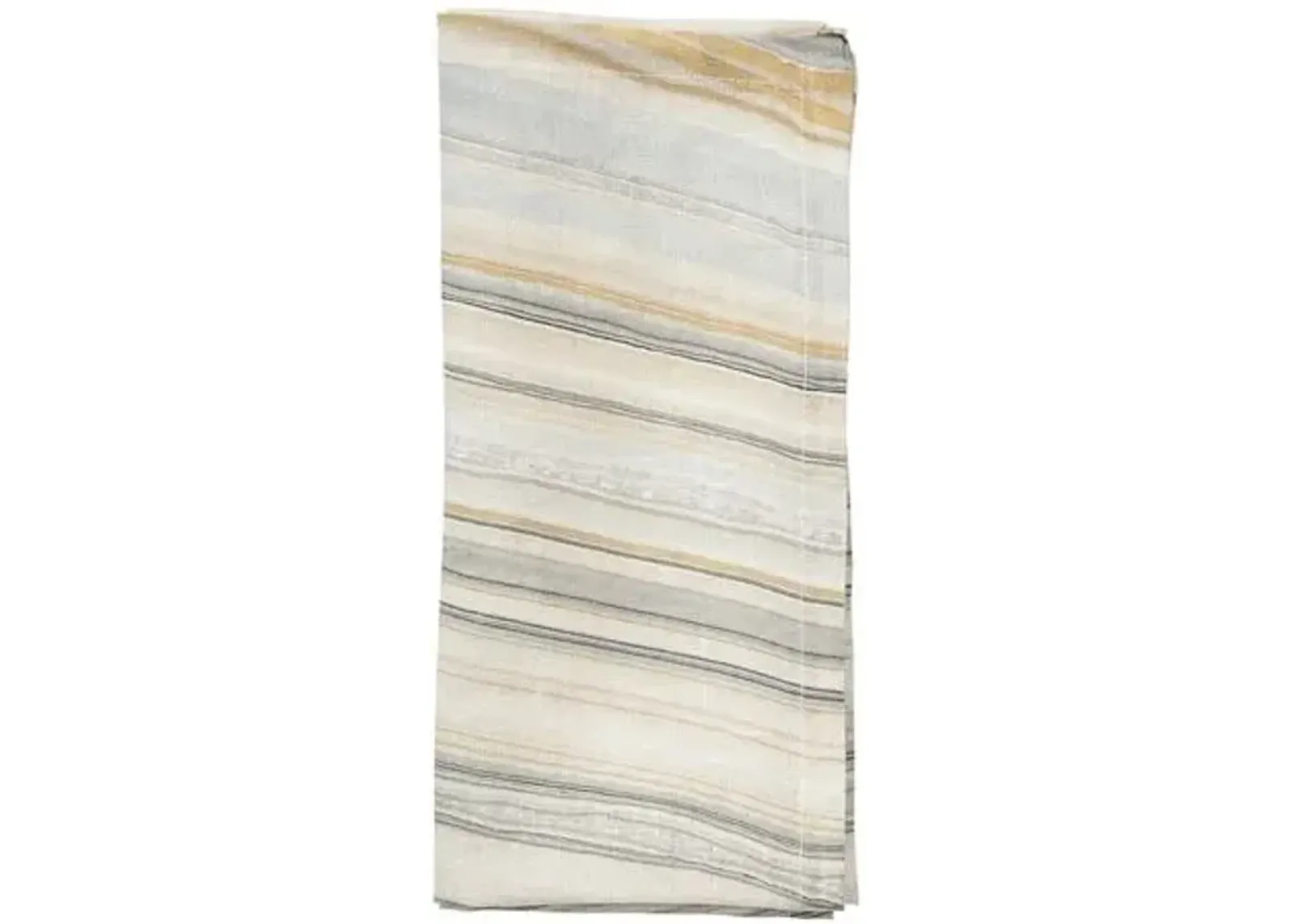 Set of 4 Marbled Napkins - Beige - Taupe & Gray - Kim Seybert - Multi