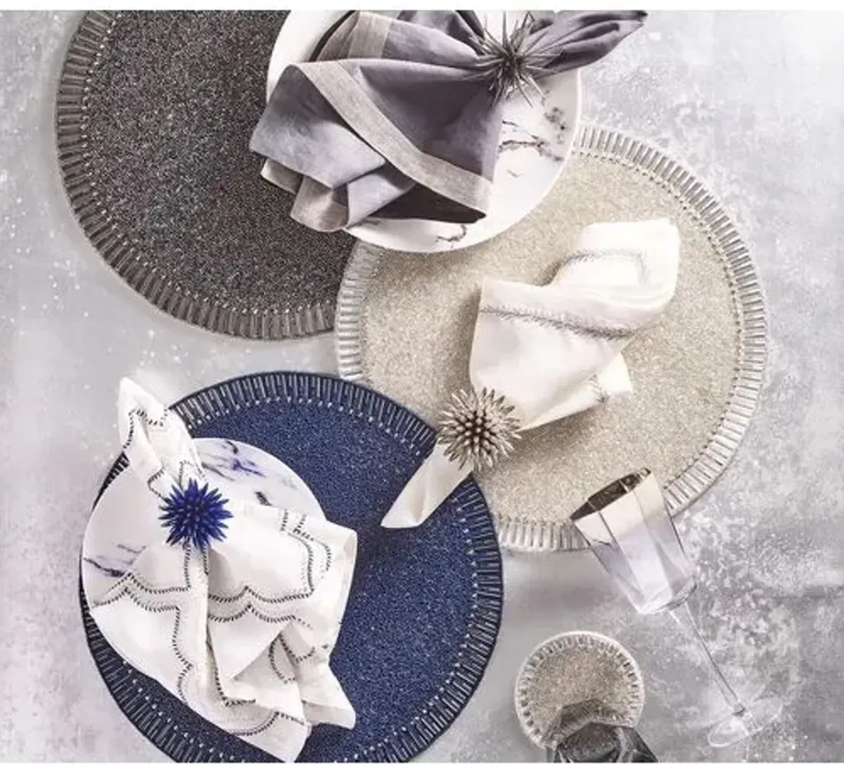 Set of 4 Bevel Placemats - Kim Seybert - Blue