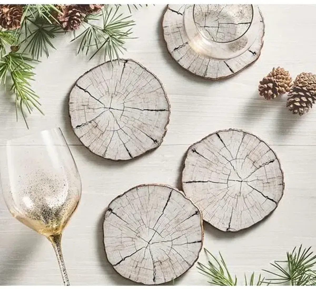 Set of 4 Birch Coasters - Kim Seybert - Ivory