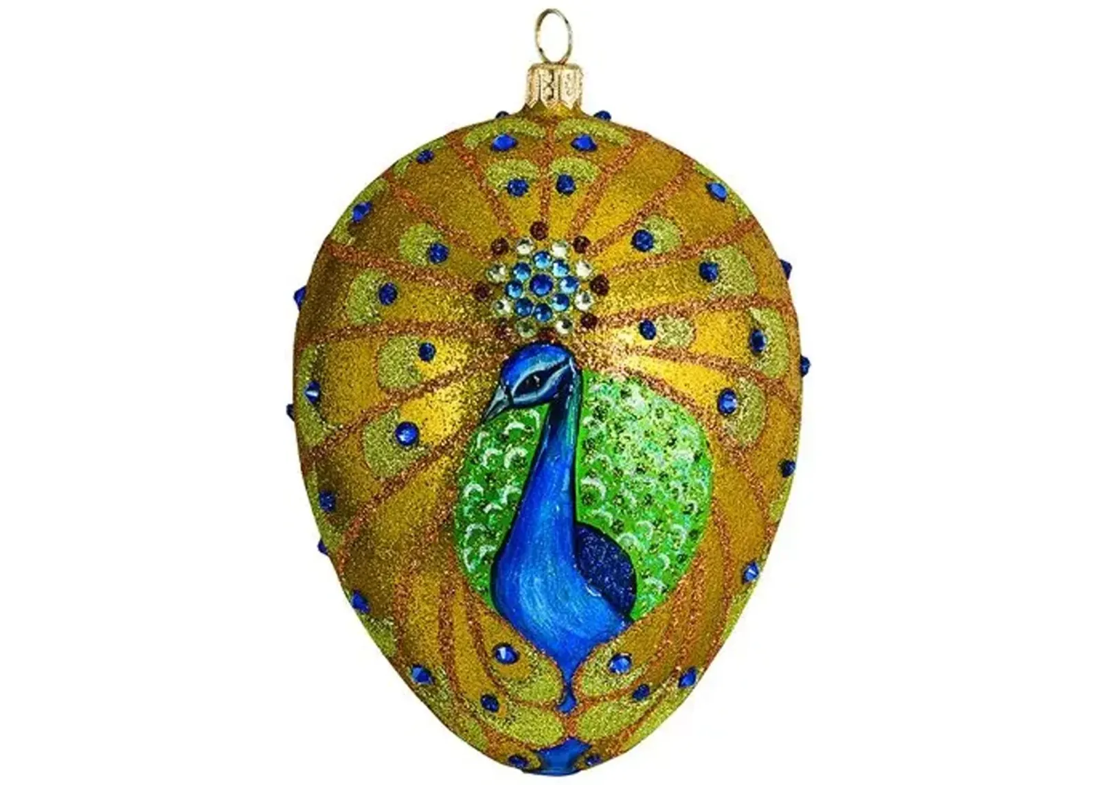 Golden Peacock Jeweled Egg - Multi