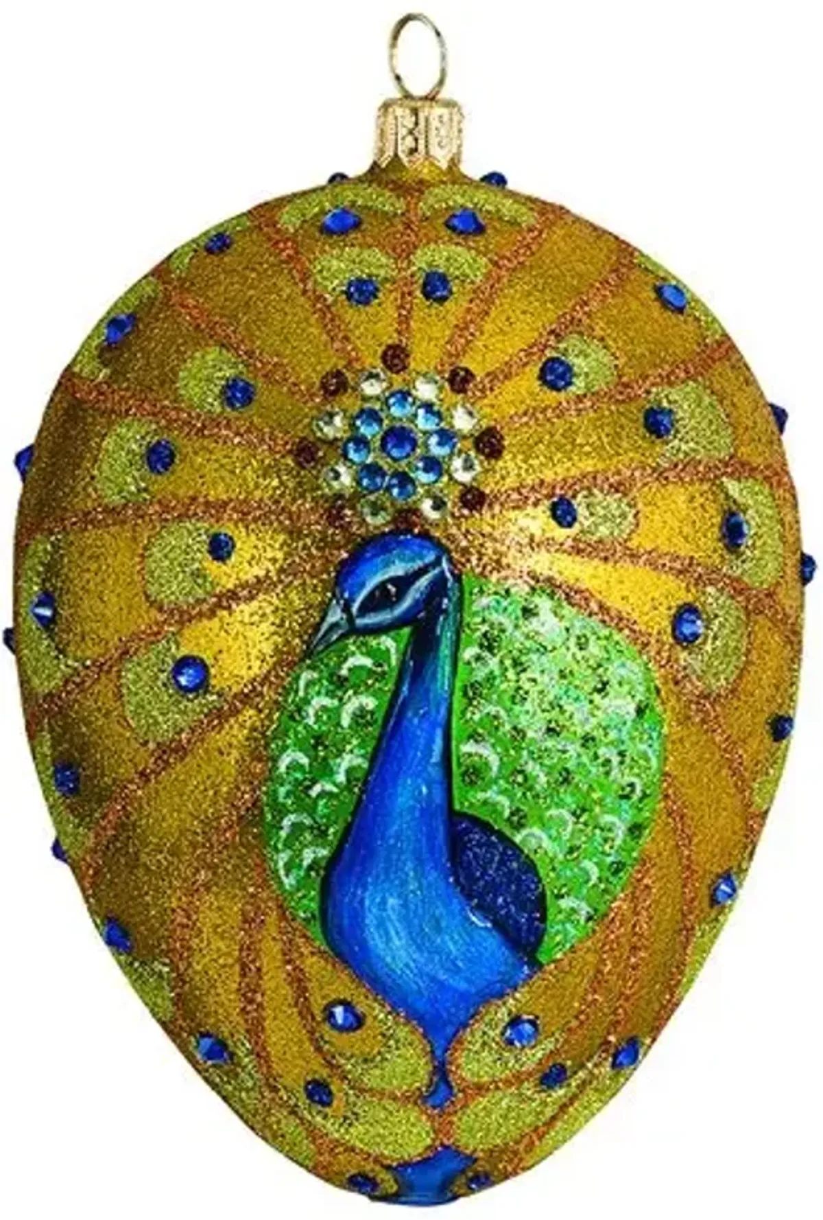 Golden Peacock Jeweled Egg - Multi