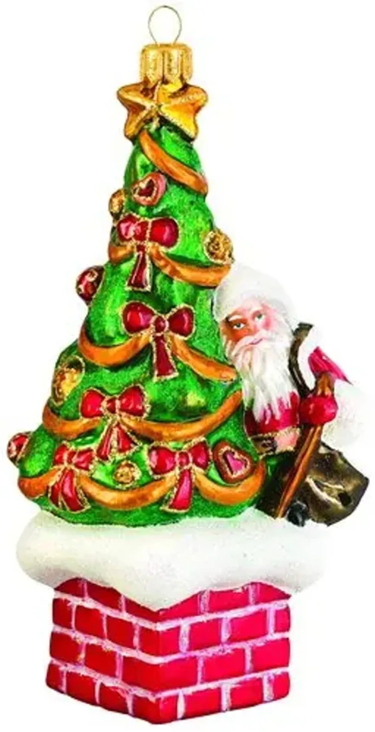 MB Glass St Nick Atop the Chimney Traditional Version - Multi