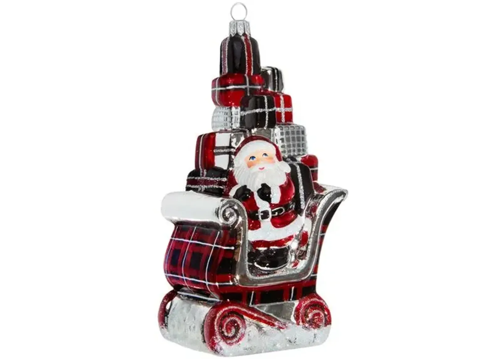 Santa in Sleigh with Gifts Version Tartan Plaid Version - Multi