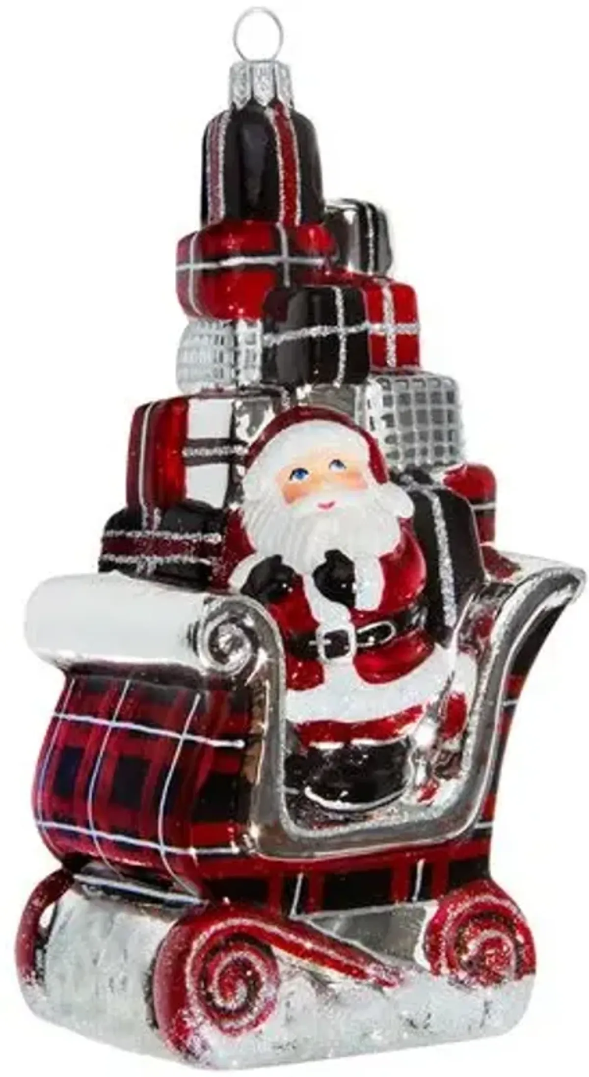 Santa in Sleigh with Gifts Version Tartan Plaid Version - Multi