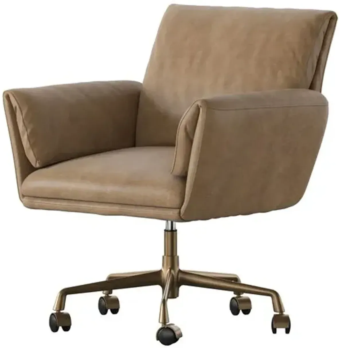 Salerno Desk Chair - Palermo Drift Leather - Amber Lewis x Four Hands - Brown