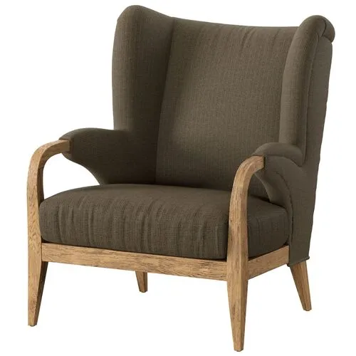 Sedoni Wingback Accent Chair - Ambro Stripe - Amber Lewis x Four Hands - Brown, Comfortable, Durable, Cushioned