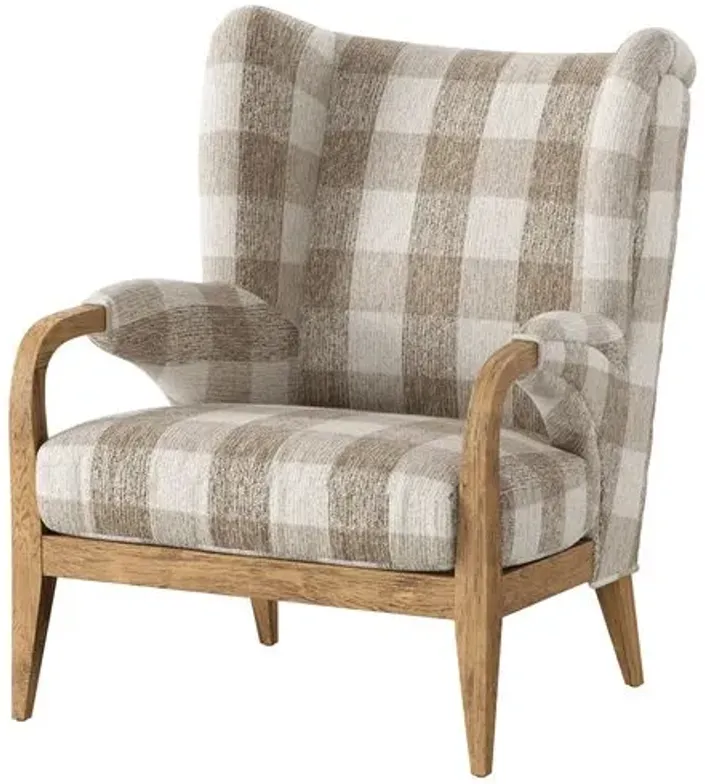 Sedoni Wingback Accent Chair - Dresden Pebble - Amber Lewis x Four Hands - Brown, Comfortable, Durable, Cushioned