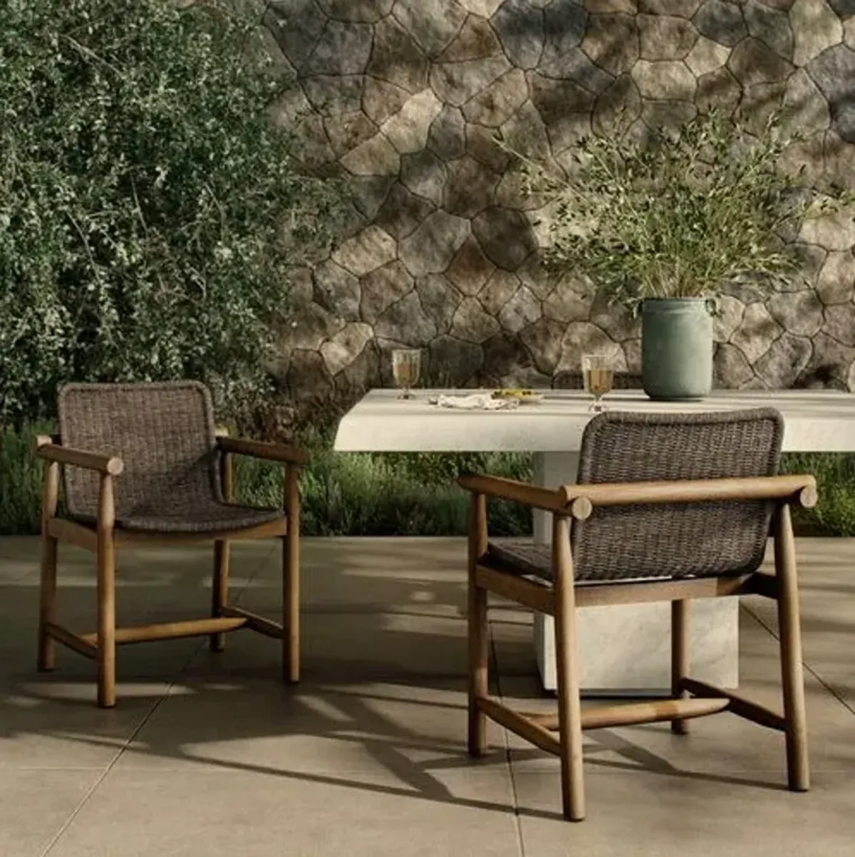 Dume Outdoor Dining Armchair - Amber Lewis x Four Hands - Brown