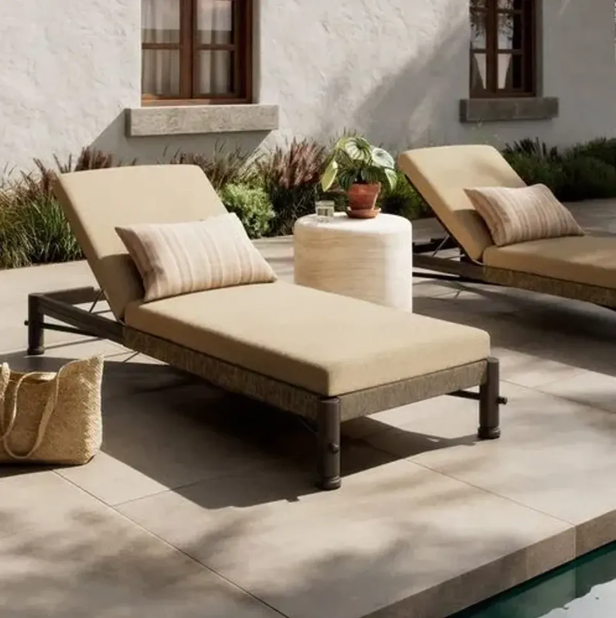 Finnegan Outdoor Chaise - Amber Lewis x Four Hands - White - Comfortable, Sturdy, Stylish