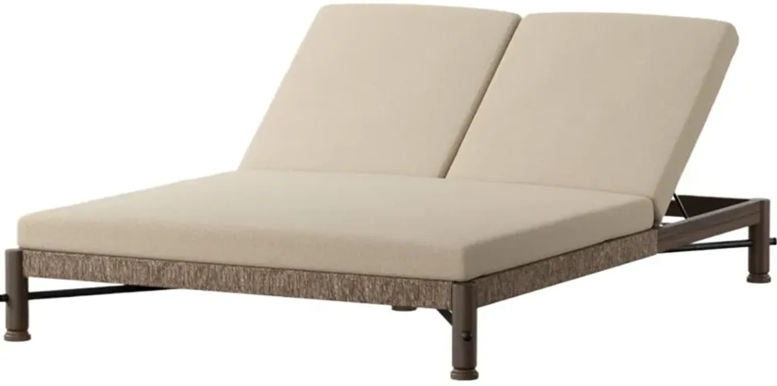 Finnegan Outdoor Teak Woven Double Chaise