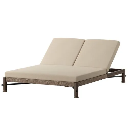 Finnegan Outdoor Double Chaise - Amber Lewis x Four Hands - White - Comfortable, Sturdy, Stylish