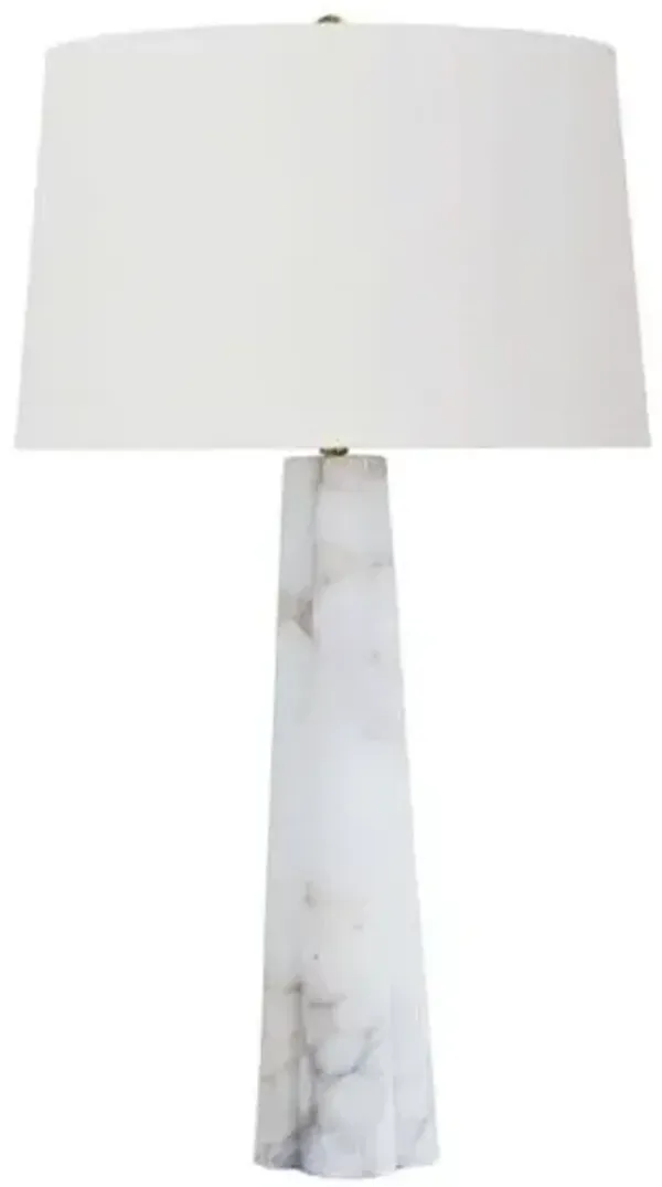 Quatrefoil Alabaster Large Table Lamp - Neutral - Regina Andrew - White