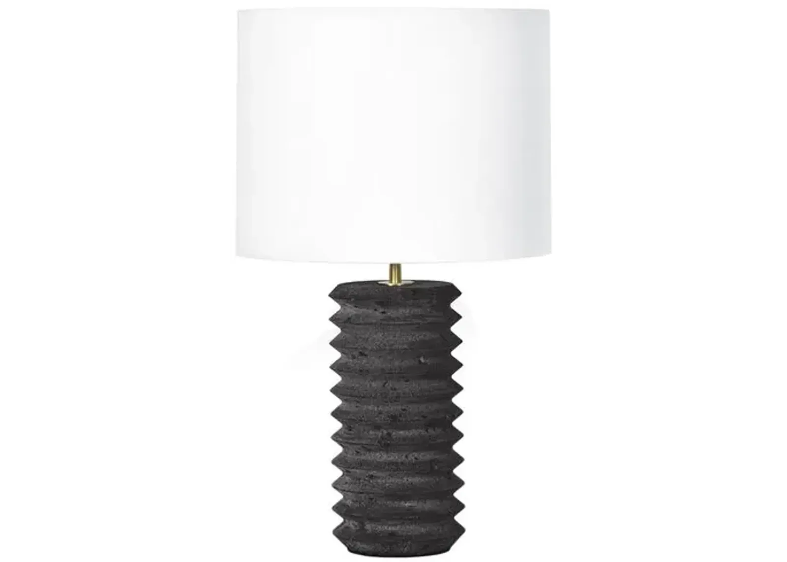 Noir Column Travertine Table Lamp - Black - Regina Andrew