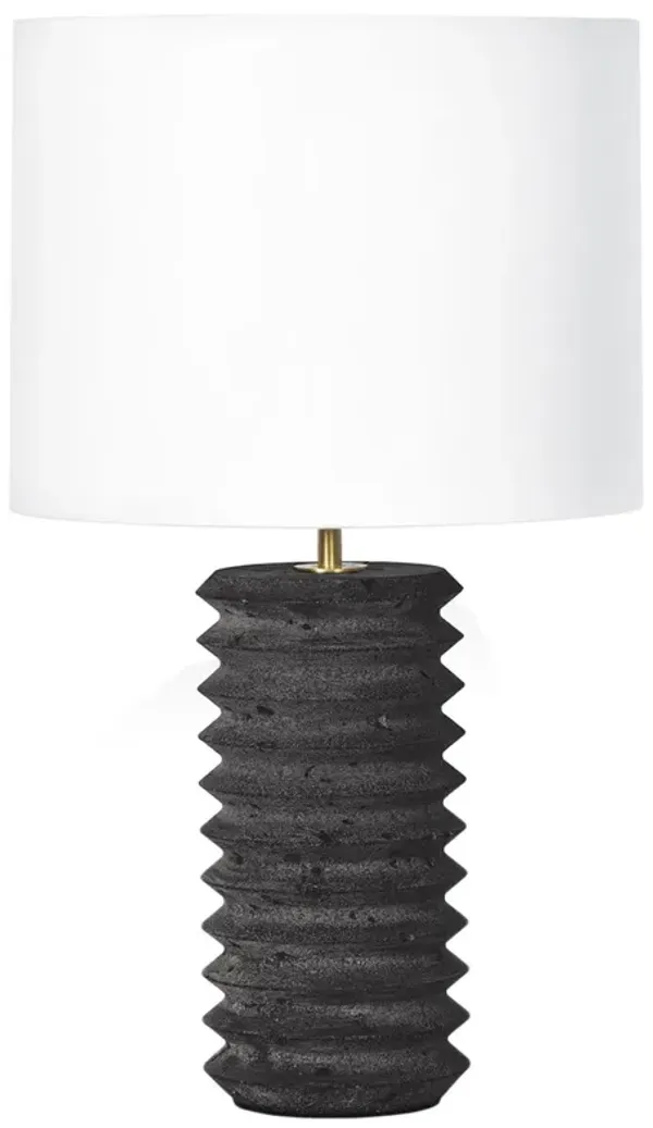 Noir Column Travertine Table Lamp - Black - Regina Andrew