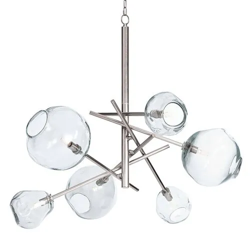 Molten Chandelier With Clear Glass - Polished Nickel - Regina Andrew