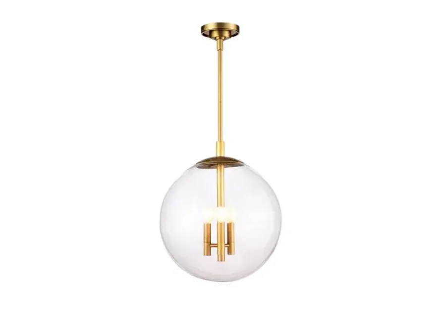 Cafe Glass Globe Pendant - Brass - Regina Andrew - Clear