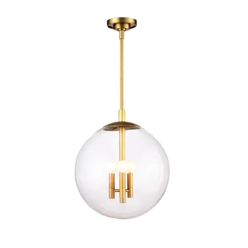 Cafe Glass Globe Pendant - Brass - Regina Andrew - Clear