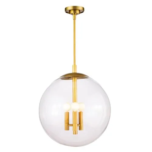 Cafe Glass Globe Pendant - Brass - Regina Andrew - Clear