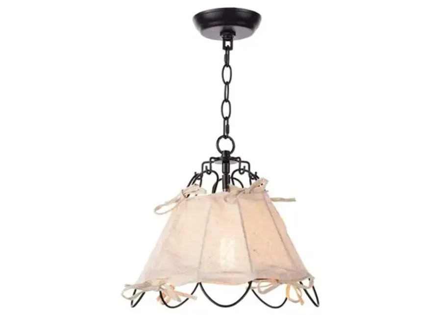 Birdie Small Linen Pendant - Black/Ivory - Regina Andrew