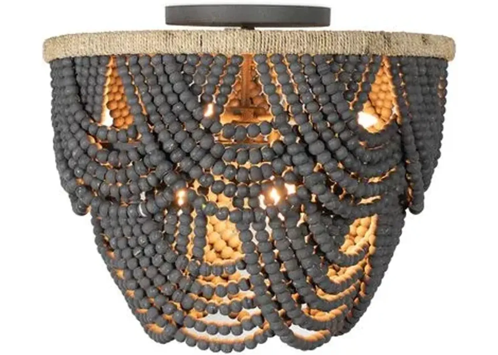 Southern Living Lorelei Wood Bead Flush Mount - Grey - Regina Andrew - Gray