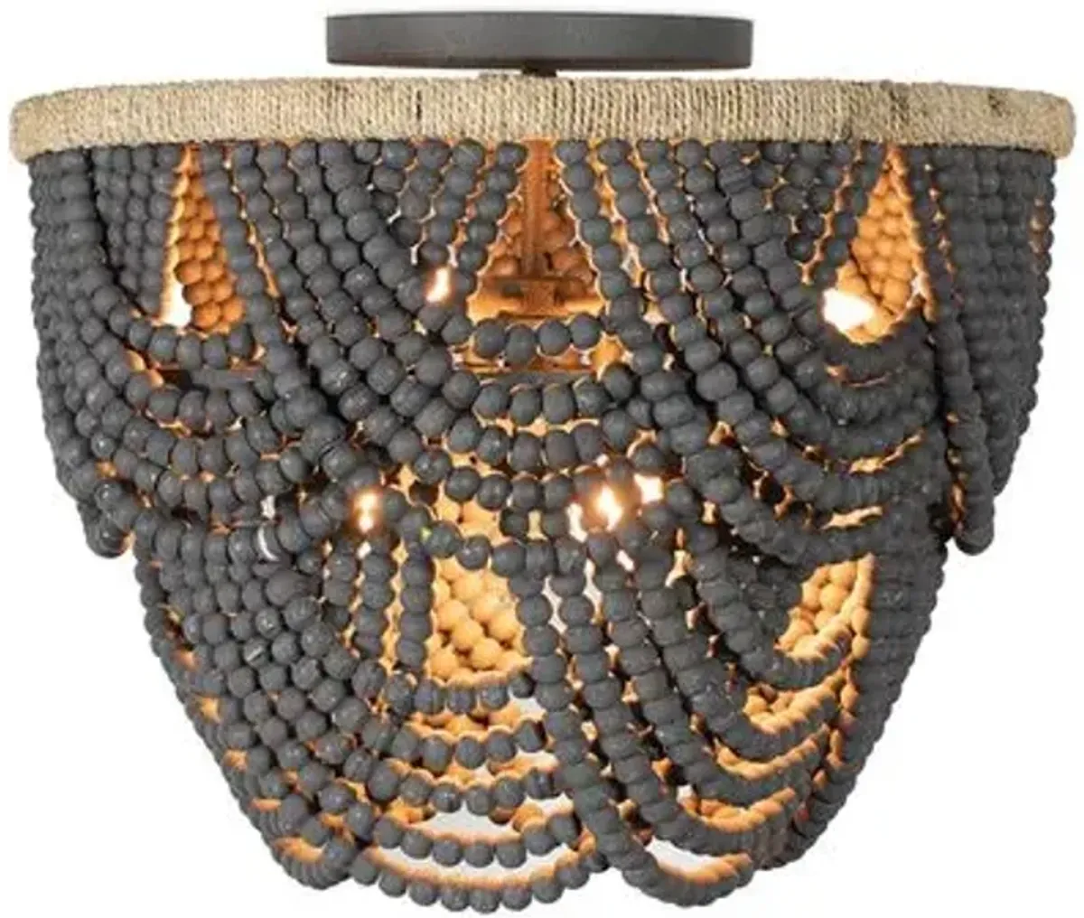 Southern Living Lorelei Wood Bead Flush Mount - Grey - Regina Andrew - Gray