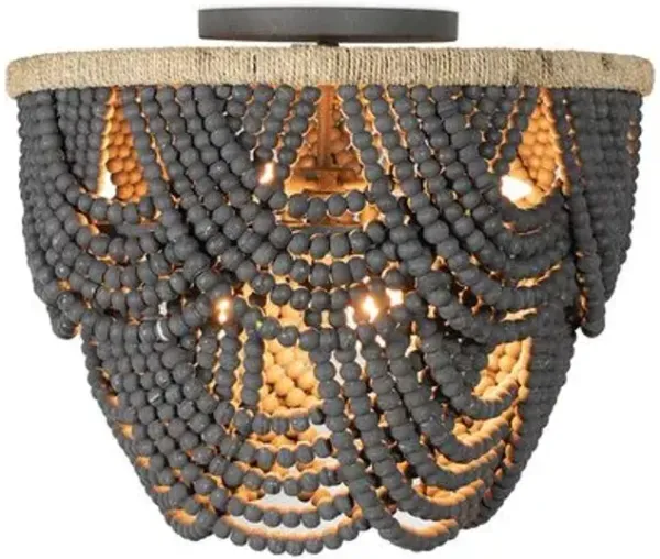 Lorelei Wood Bead Flush Mount - Grey - Regina Andrew - Gray