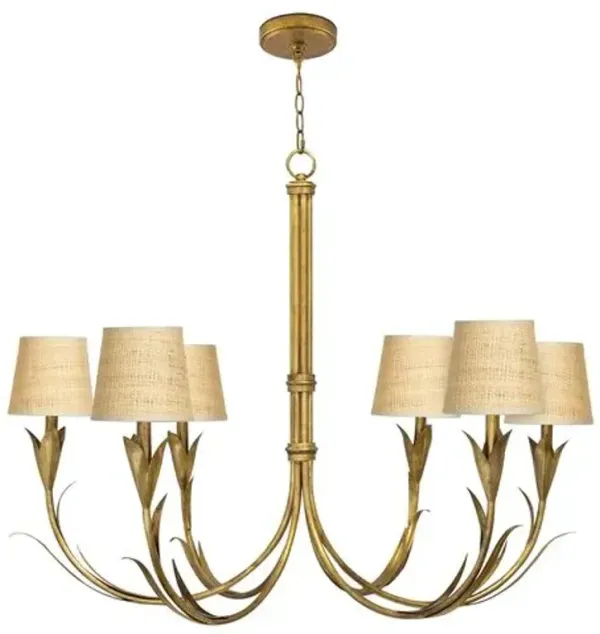 River Reed 6-Light Small Rattan Shade Chandelier - Regina Andrew - Gold