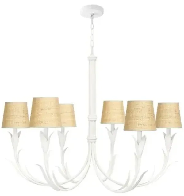 River Reed 6-Light Small Rattan Shade Chandelier - Regina Andrew - White