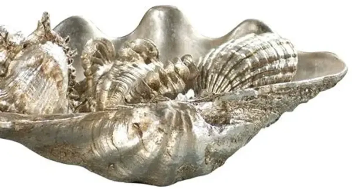 Clam Shell Medium with Small Shells - Ambered Silver Leaf - Regina Andrew