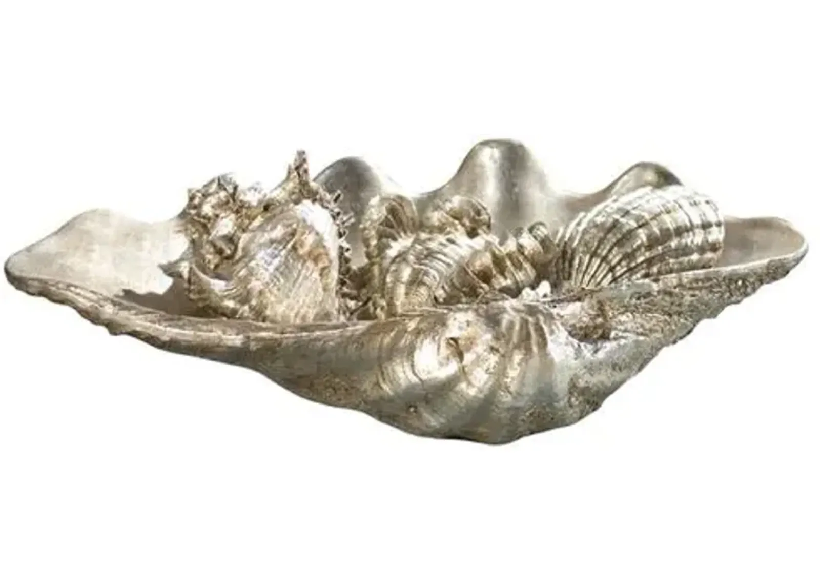 Clam Shell Medium with Small Shells - Ambered Silver Leaf - Regina Andrew