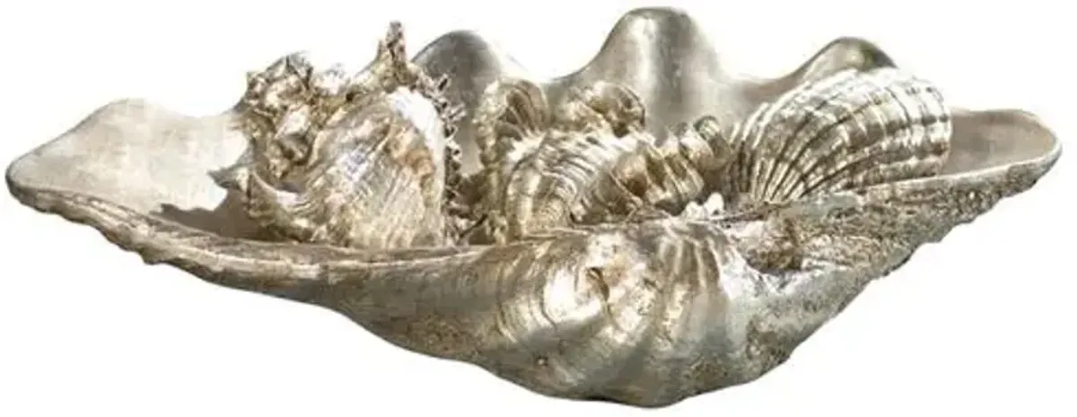 Clam Shell Medium with Small Shells - Ambered Silver Leaf - Regina Andrew