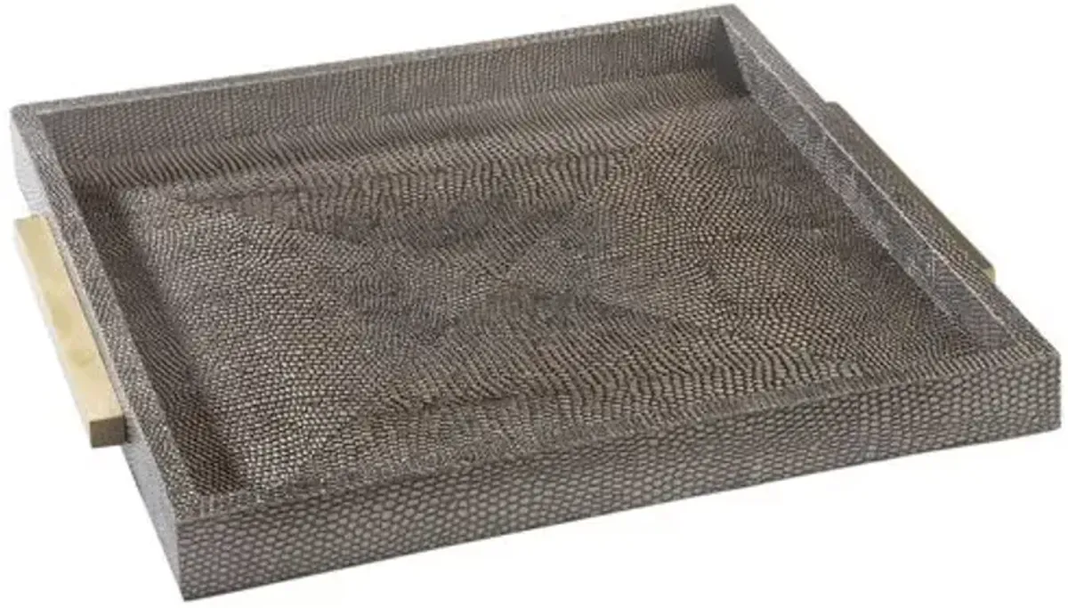 Square Shagreen Boutique Tray - Vintage Brown Snake - Regina Andrew