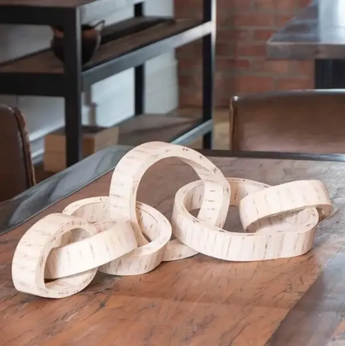 Wooden Links Centerpiece - Regina Andrew - White