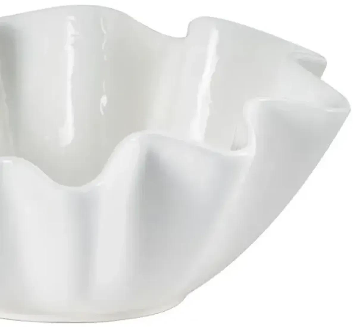 Ruffle Ceramic Large Bowl - White - Regina Andrew