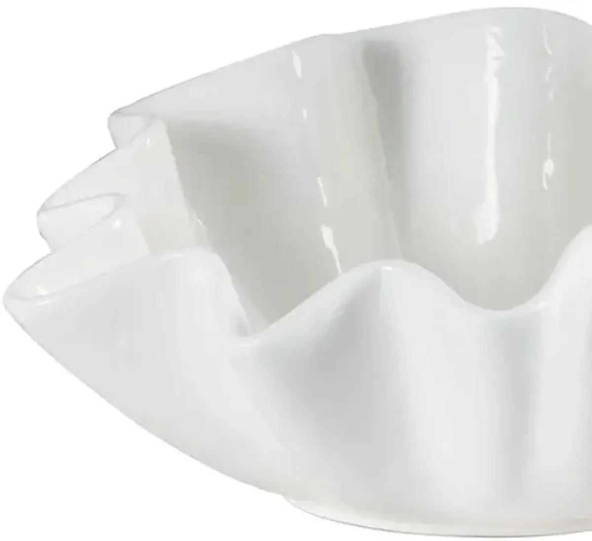 Ruffle Ceramic Large Bowl - White - Regina Andrew