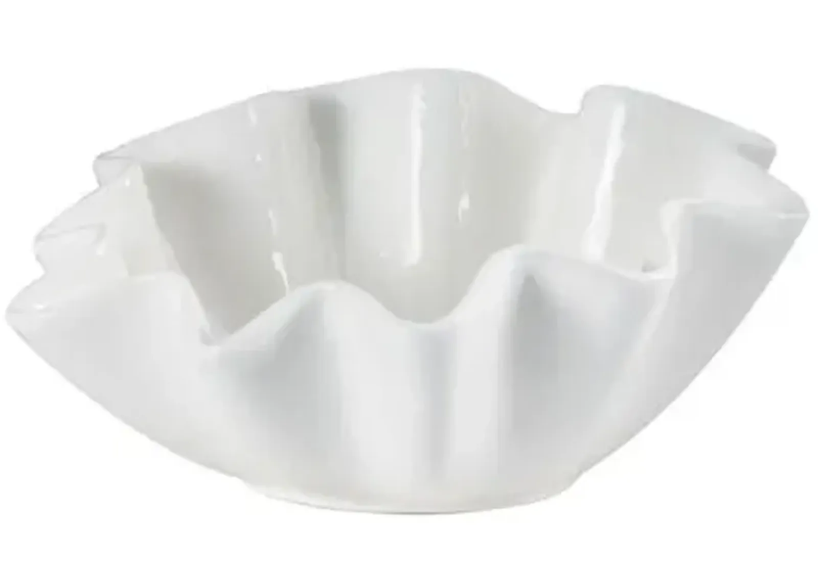 Ruffle Ceramic Large Bowl - White - Regina Andrew