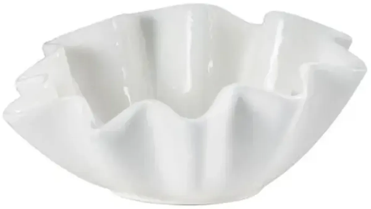 Ruffle Ceramic Large Bowl - White - Regina Andrew