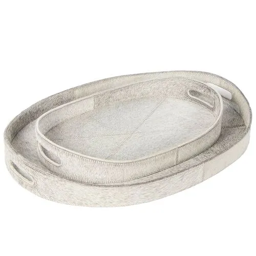 Andres Hair on Hide Tray Set - Grey - Regina Andrew - Gray