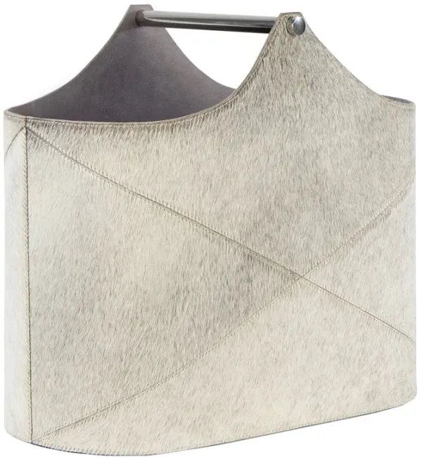 Andres Hair on Hide Basket, Grey