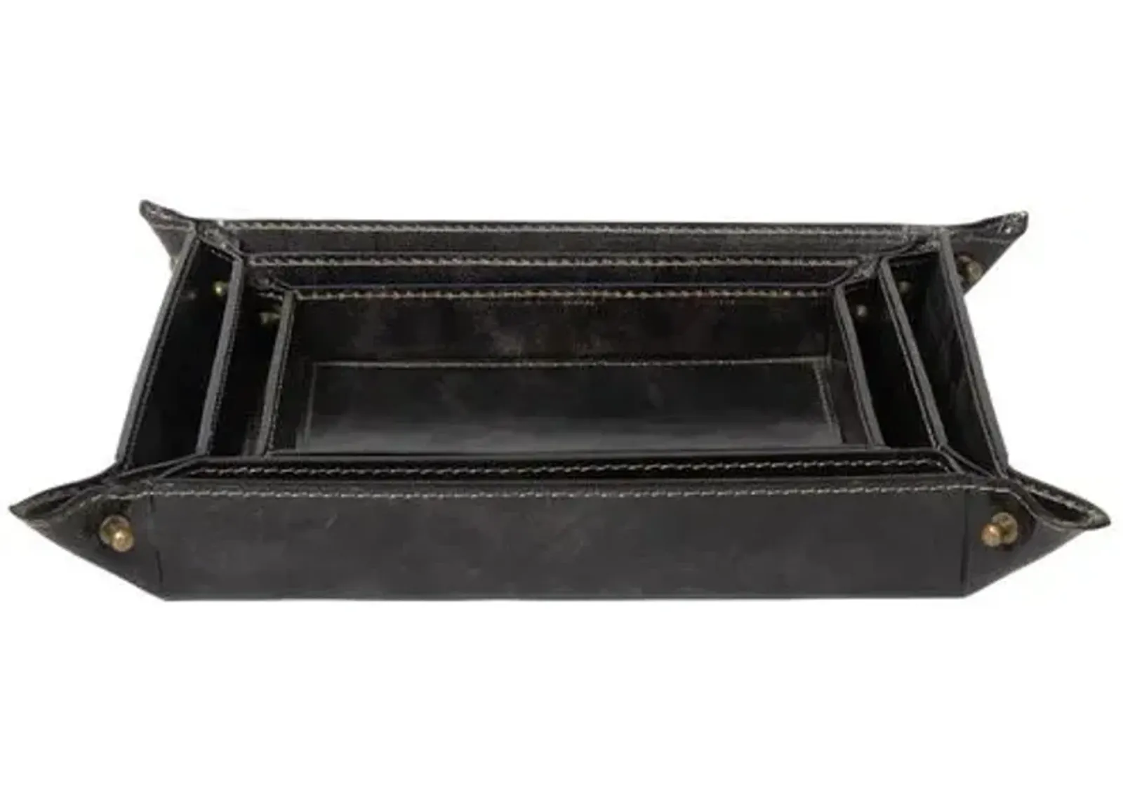 Derby Leather Tray Set - Regina Andrew - Black