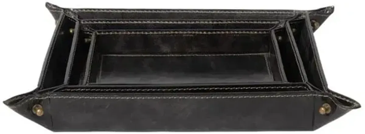 Derby Leather Tray Set - Regina Andrew - Black